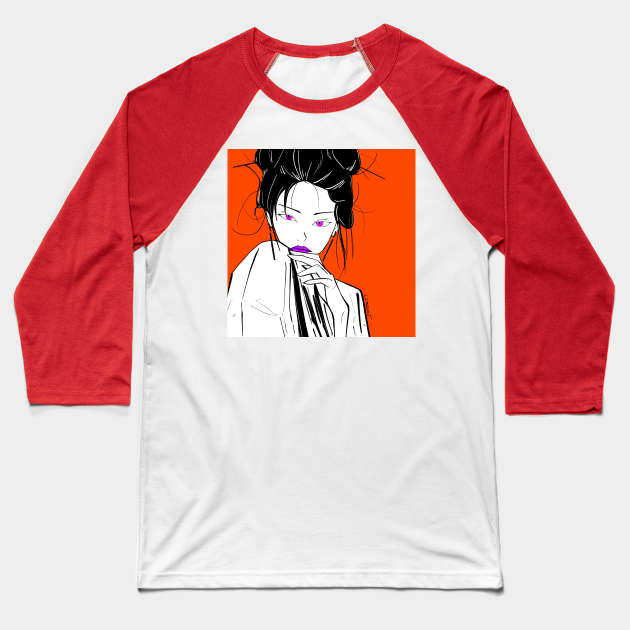 asian girl geisha anime style ecopop art Baseball T-Shirt by jorge_lebeau